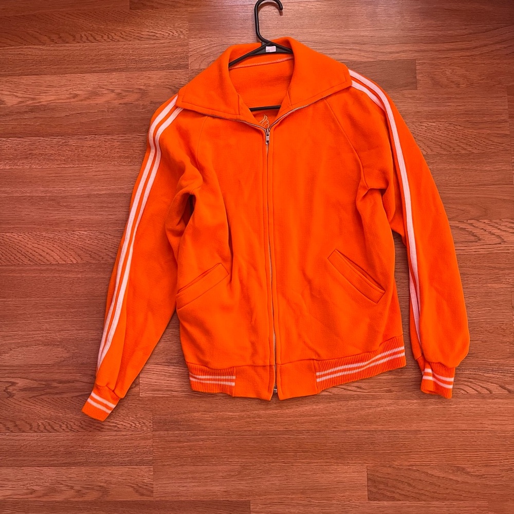Orange Jacket and Pants Set with White Stripes